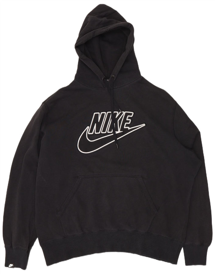 NIKE Pull à capuche surdimensionné graphique pour femme UK 18 XL Coton noir