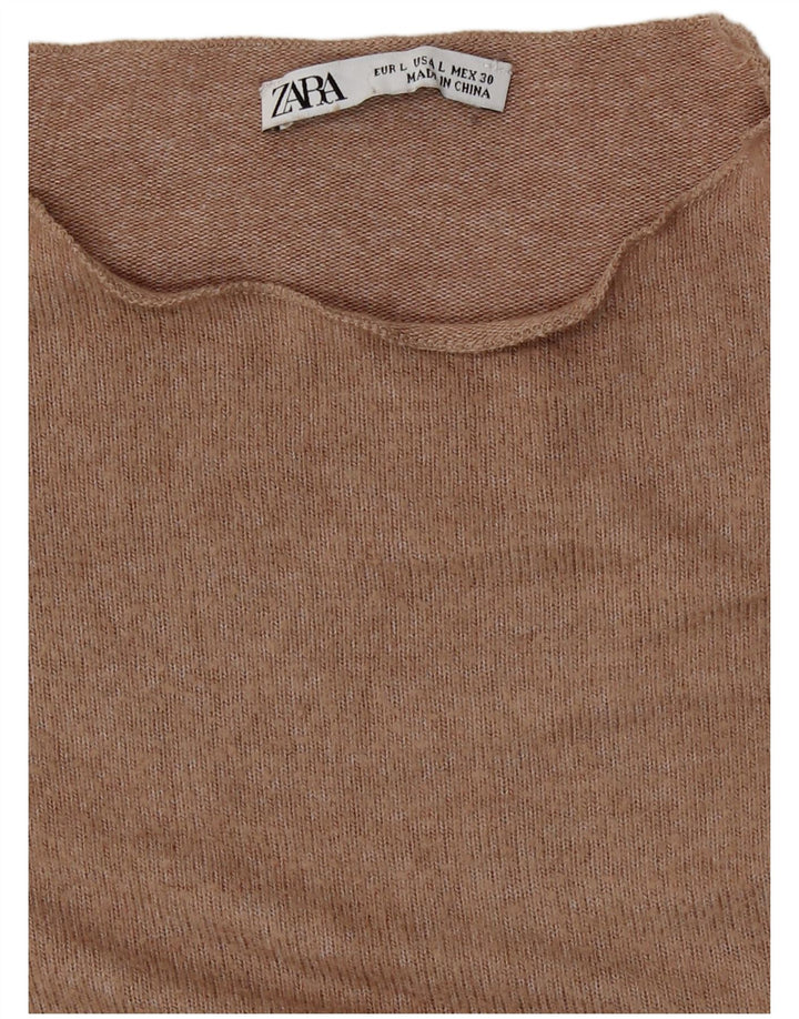 Zara Femme Top Manches Longues UK 14 Large Beige