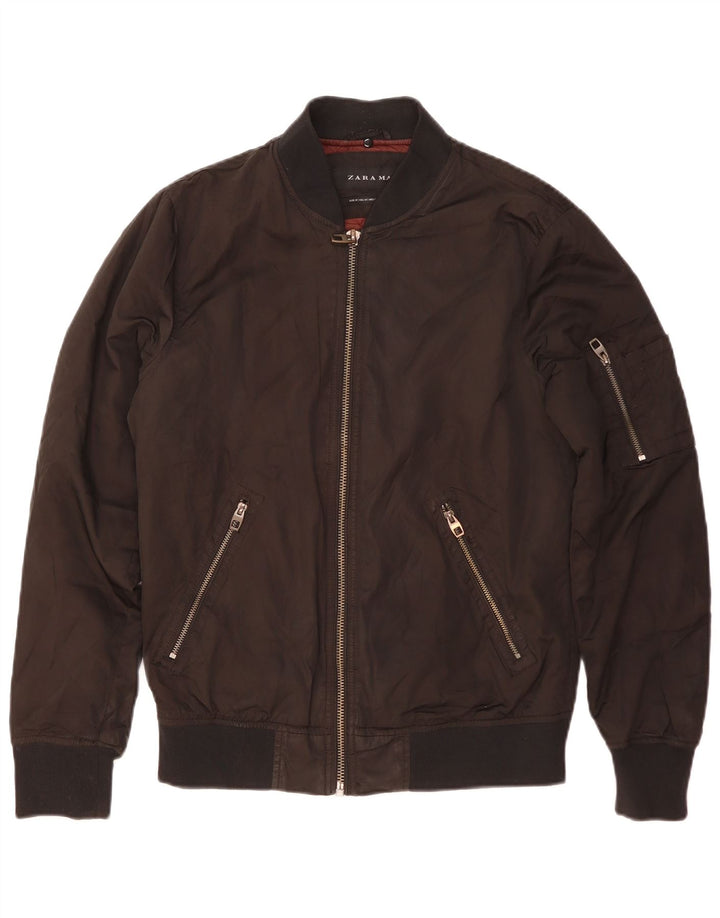 Zara Bomber Jacket Homme UK 38 Medium Noir Colorblock Polyester