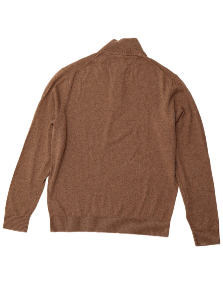 TOMMY HILFIGER Pull à col boutonné pour homme 2XL Marron Coton