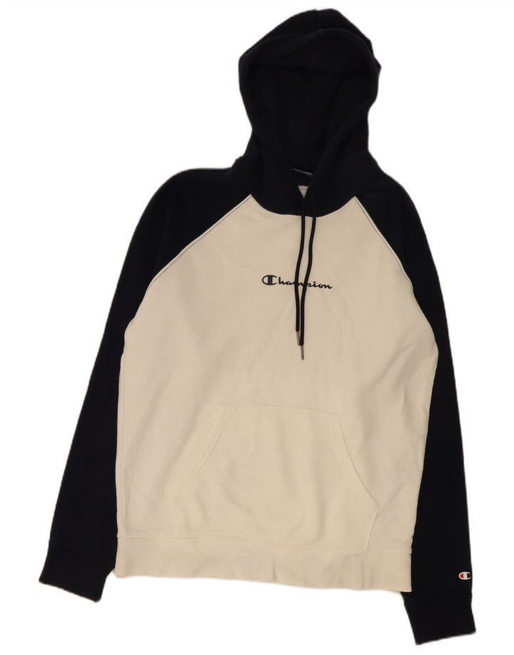 Champion Pull à capuche en coton color block blanc moyen pour homme