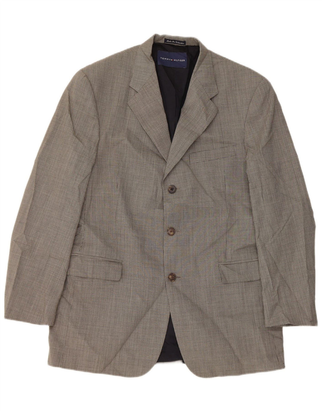 Tommy Hilfiger Veste blazer à 3 boutons pour homme UK 40 Grand pied-de-poule gris