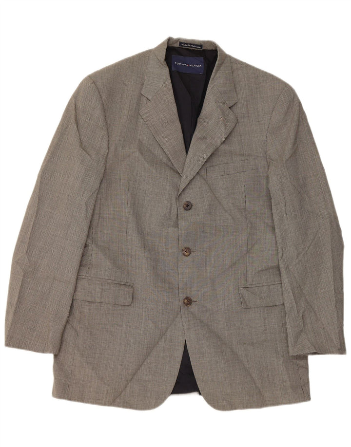 Tommy Hilfiger Veste blazer à 3 boutons pour homme UK 40 Grand pied-de-poule gris