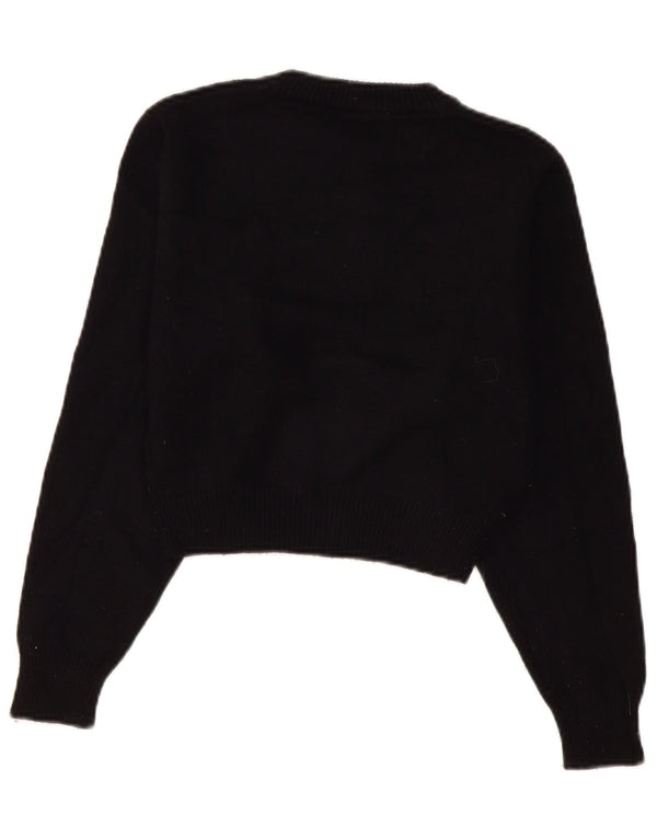 Zara Pull court à col rond pour femme UK 10 Small Noir Viscose