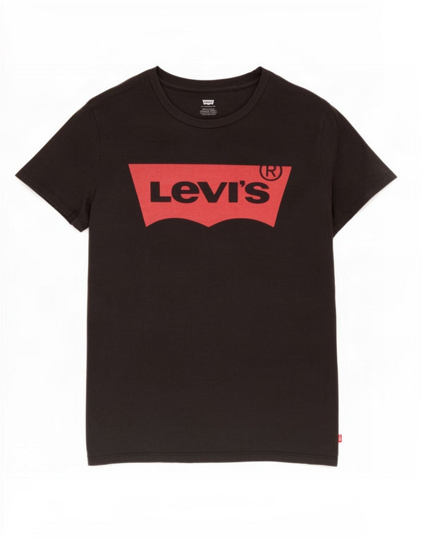 Levi's T-Shirt Graphique Femme UK 12 Noir Moyen Coton