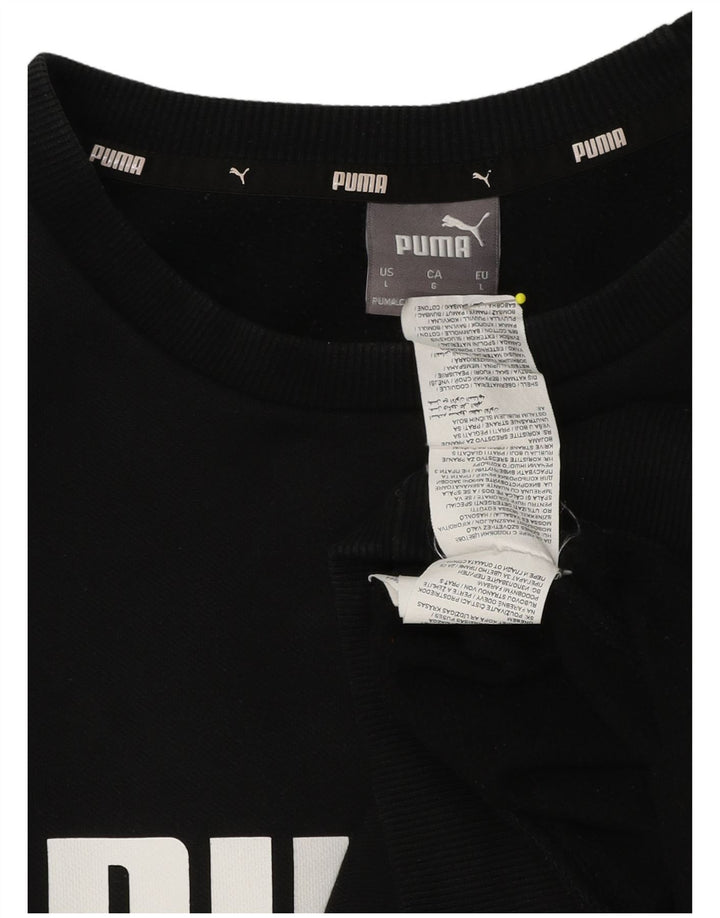 Puma Sweat-shirt graphique pour homme en coton noir Taille L