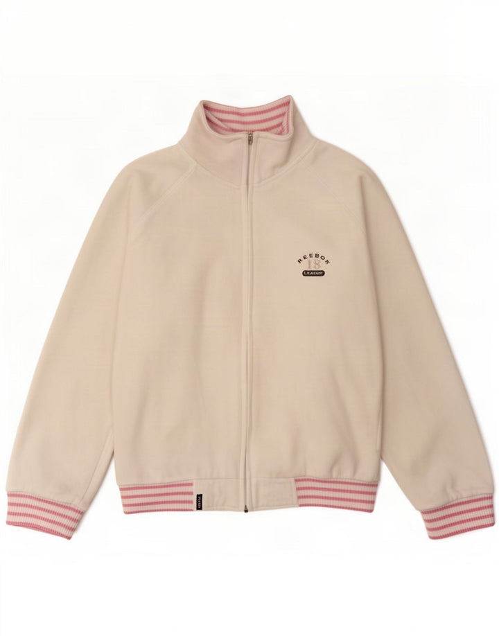 Reebok Veste de survêtement surdimensionnée pour femme UK 10 Petit Blanc Rayé