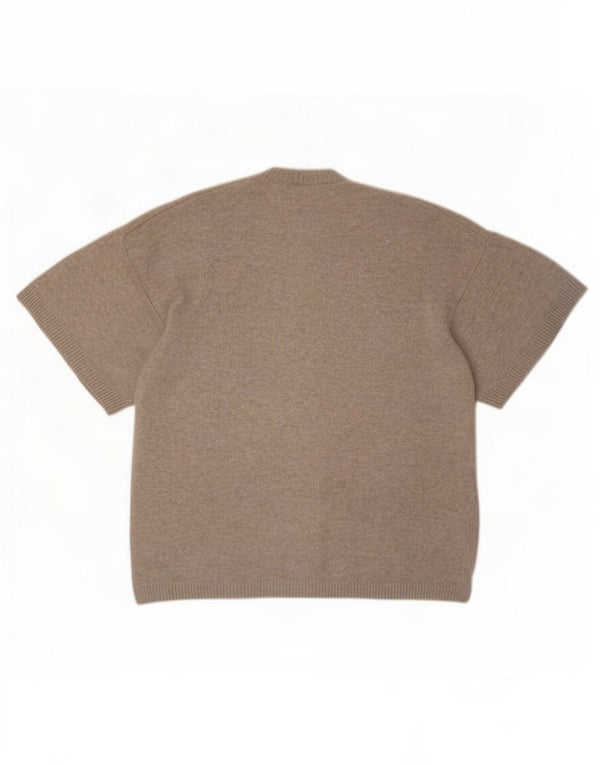 Jigsaw Pull à manches courtes et col en V pour femme UK 44 Gris moyen moucheté