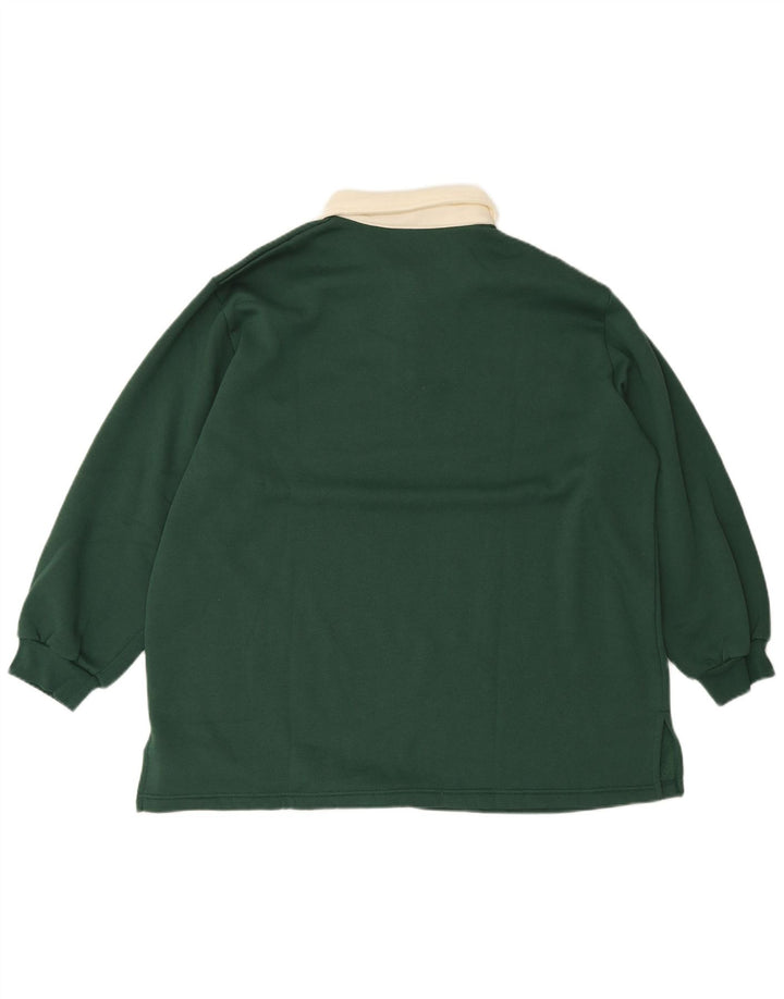 VINTAGE Femmes Polo Neck Sweatshirt Jumper UK 22/24 3XL Vert Polyester
