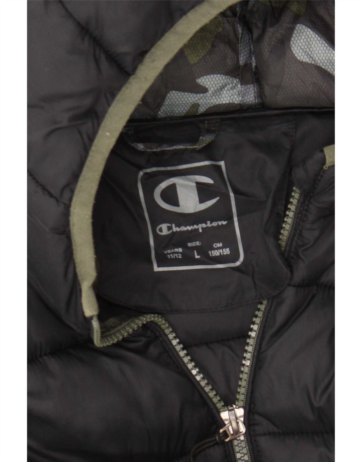 Champion Veste matelassée à capuche pour garçon 11-12 ans Grand Noir