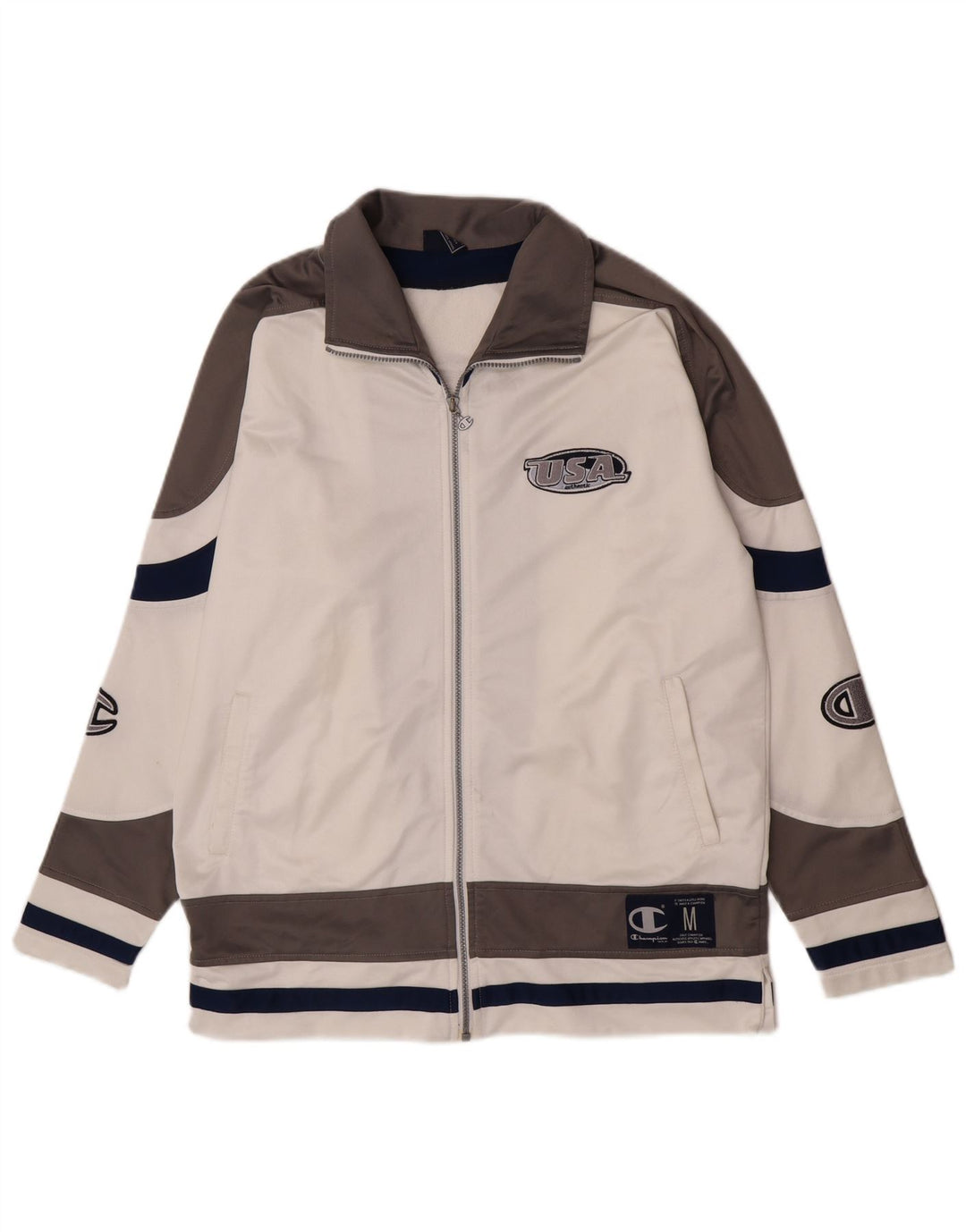 Champion Veste de Survêtement USA Graphic Homme Blanc Moyen Colorblock