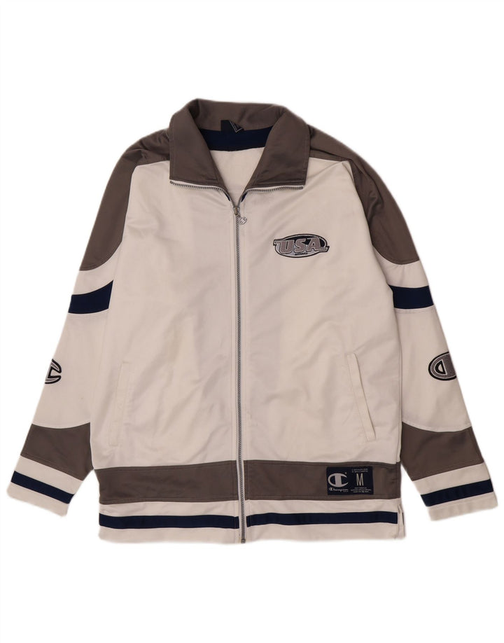 Champion Veste de Survêtement USA Graphic Homme Blanc Moyen Colorblock