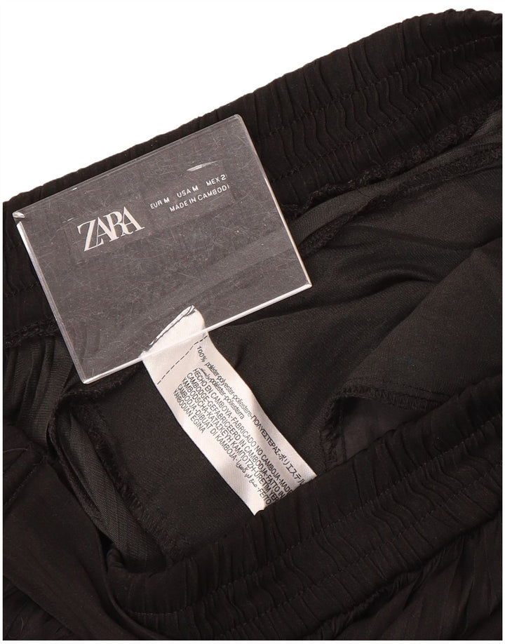 Pantalon Capri Cullotes Femme Zara Moyen W30 L22 Noir Polyester