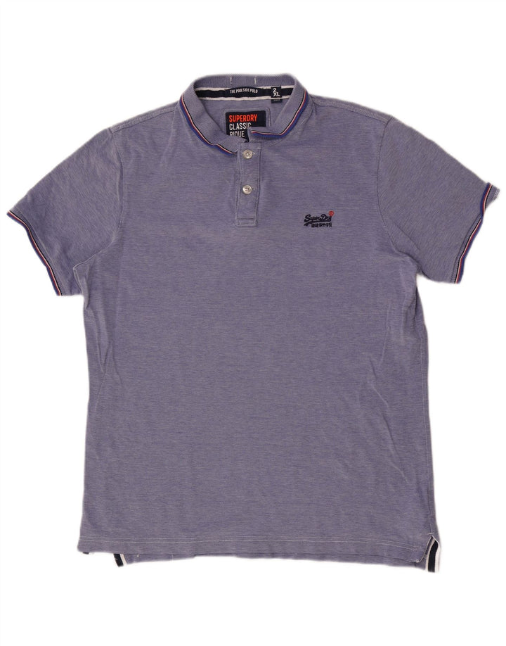 SUPERDRY Polo Homme 2XL Bleu Coton