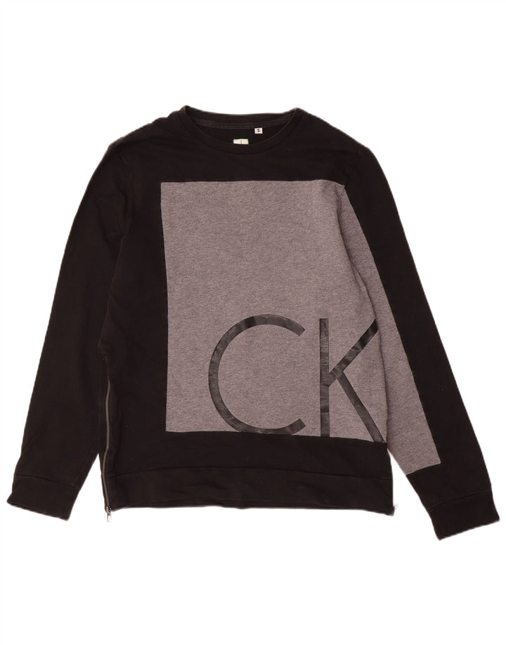 CALVIN KLEIN Sweat-shirt coupe slim pour femme UK 10 Small Noir