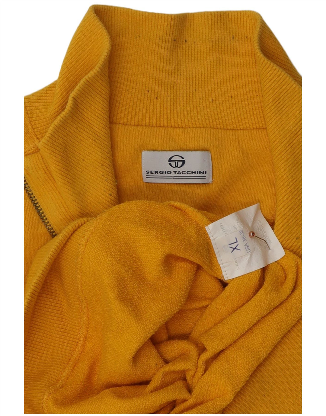 Sergio Tacchini Pull col zippé pour homme XL en coton jaune