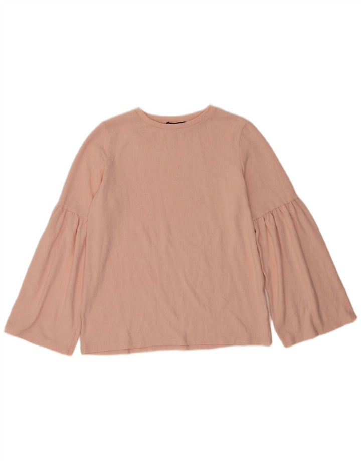Zara Womens Trafaluc Blouse à manches longues Top UK 14 Rose moyen Polyester