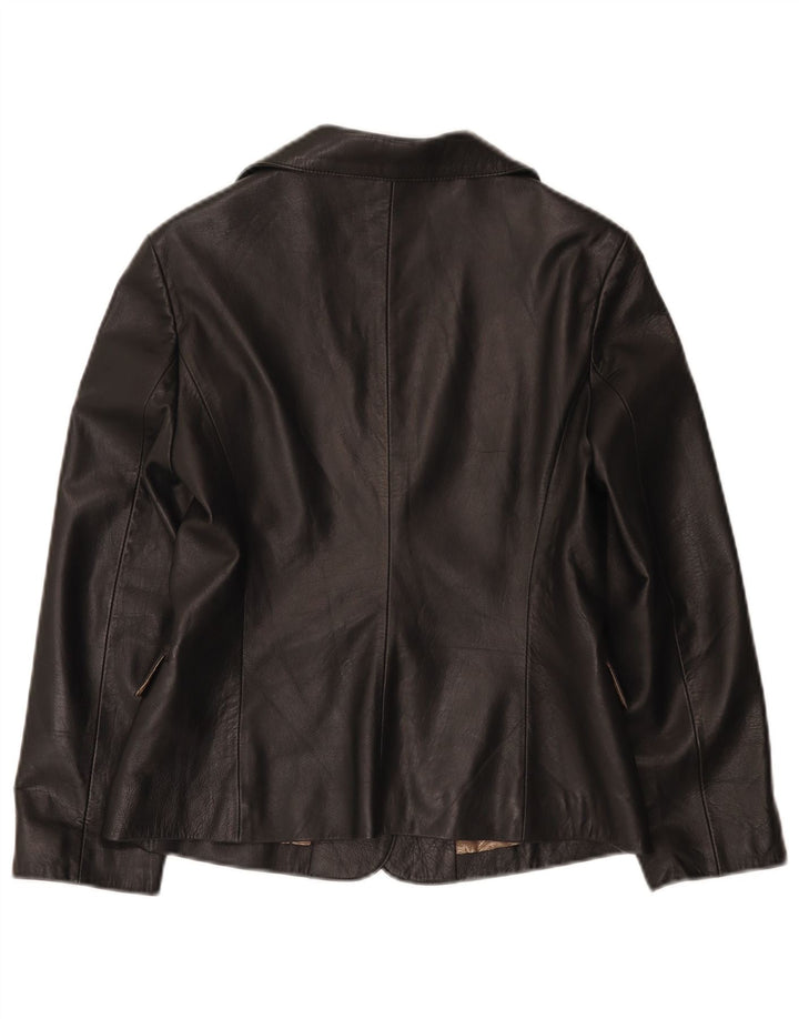 Icinoo Veste blazer en cuir à 1 bouton pour femme UK 10 Small Noir