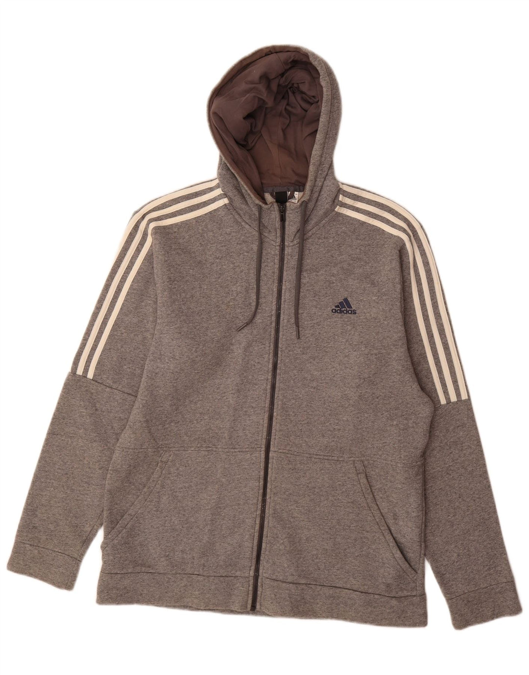 Adidas Pull à capuche zippé pour homme Grand coton gris