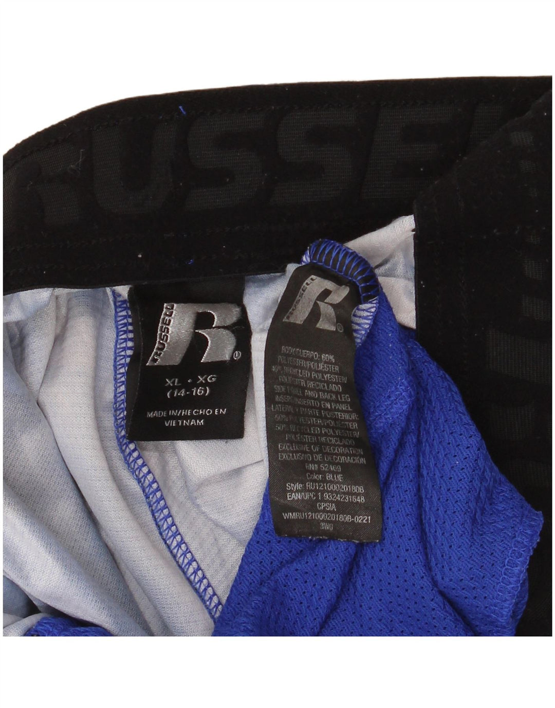 Russell Athletic Short de sport pour garçon 14-15 ans XL Bleu Camouflage Polyester