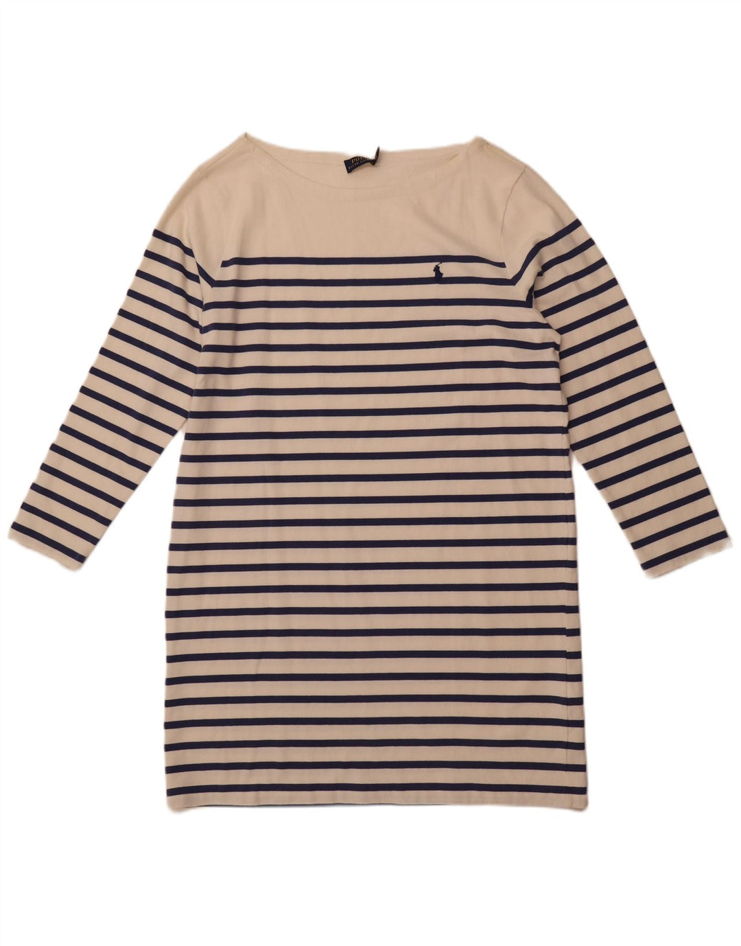 POLO RALPH LAUREN Robe T-Shirt à Manches Longues pour Femme UK 18 XL Rayé Blanc