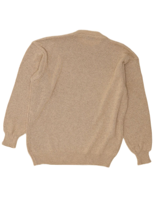 vintage Mens Crew Neck Jumper Pull IT 52 Grand Beige Argyle/Diamant