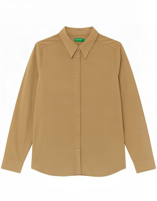 Benetton Chemise Chemisier UK 44 Vert Moyen Viscose Femme