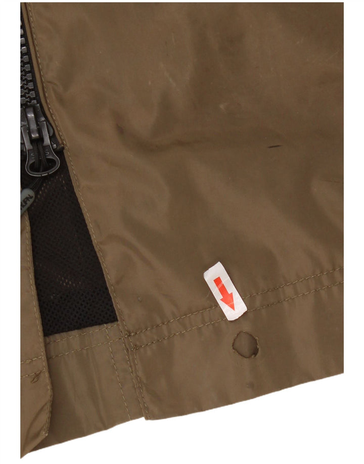 Superdry Veste de pluie à capuche pour femme UK 14 Large Kaki Polyester
