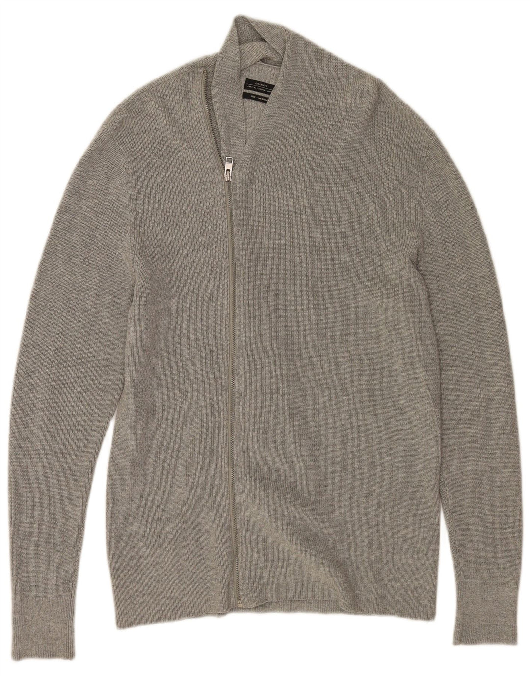 All Saints Cardigan Pull Gris Moyen Coton Homme