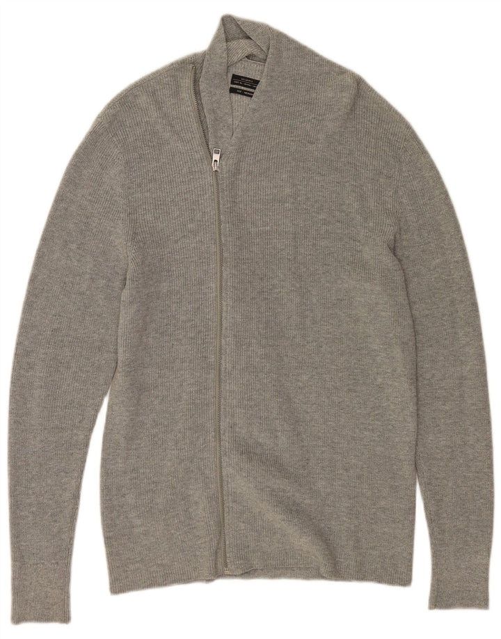 All Saints Cardigan Pull Gris Moyen Coton Homme