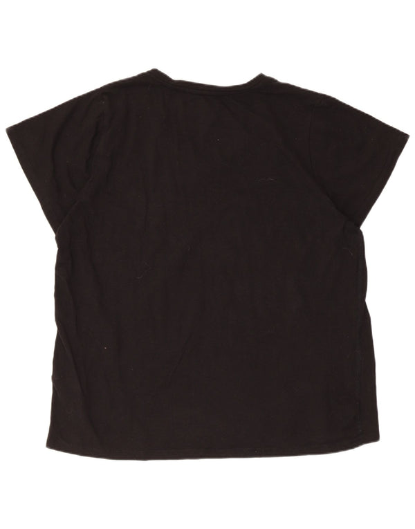 Dkny T-shirt régulier à manches courtes pour femme UK 18 XL en coton noir