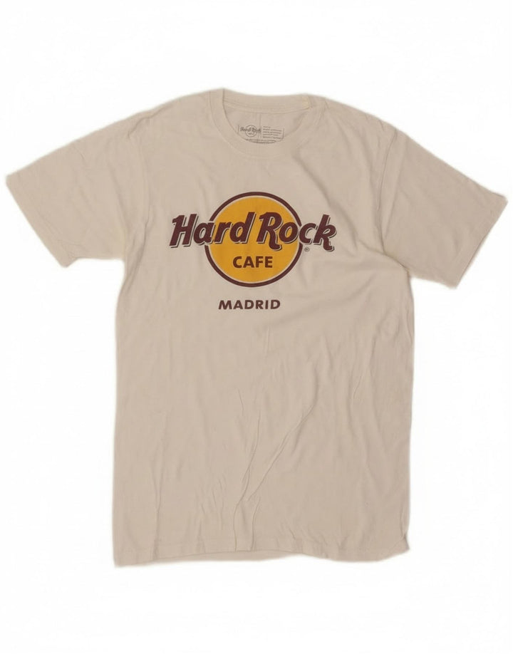 Hard Rock Cafe Hommes Madrid T-Shirt Graphique Haut Petit Coton Blanc