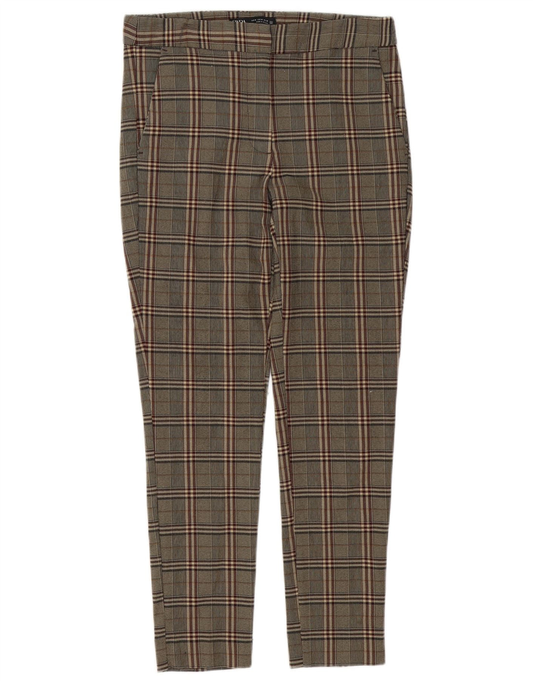 Zara Pantalon Chino Slim Femme Moyen W28 L27 Marron à Carreaux