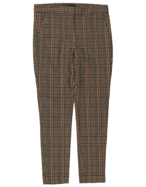 Zara Pantalon Chino Slim Femme Moyen W28 L27 Marron à Carreaux