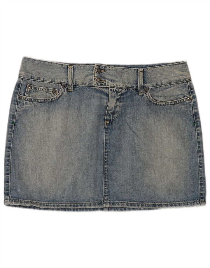 Benetton Femme Mini Jupe En Jean IT 44 Moyen W32 Bleu Coton