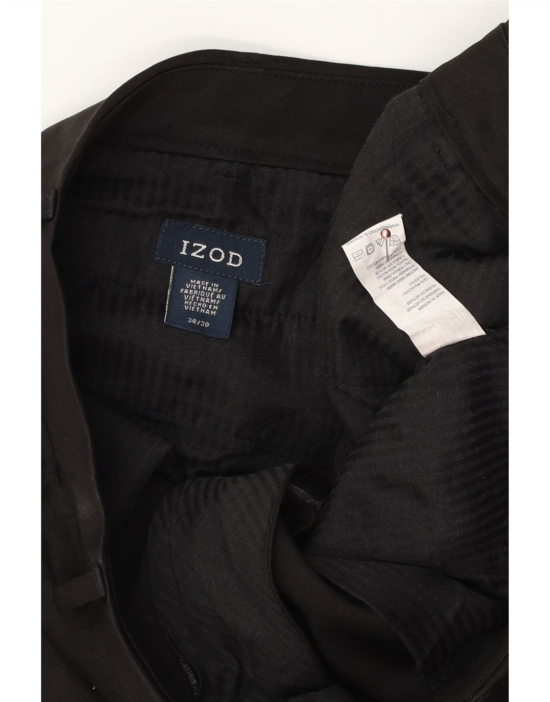 IZOD Pantalon Chino Droit Homme W34 L30 Noir Polyester
