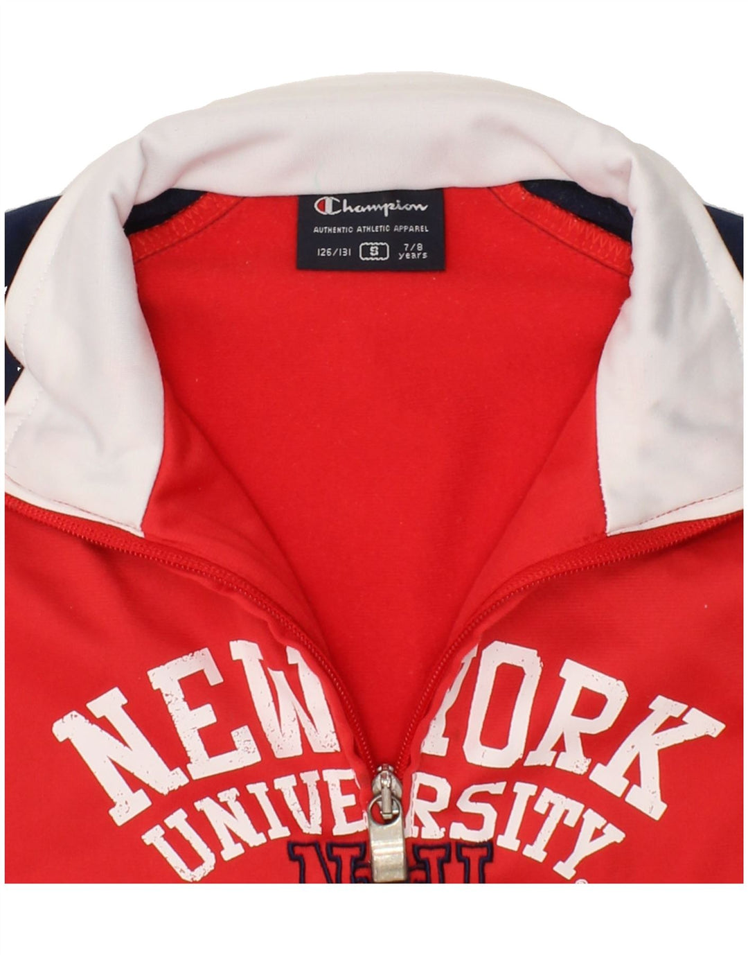 CHAMPION Boys Graphic Tracksuit Top Jacket 7-8 Years Red Colourblock Vintage Champion and Second-Hand Champion from Messina Hembry 