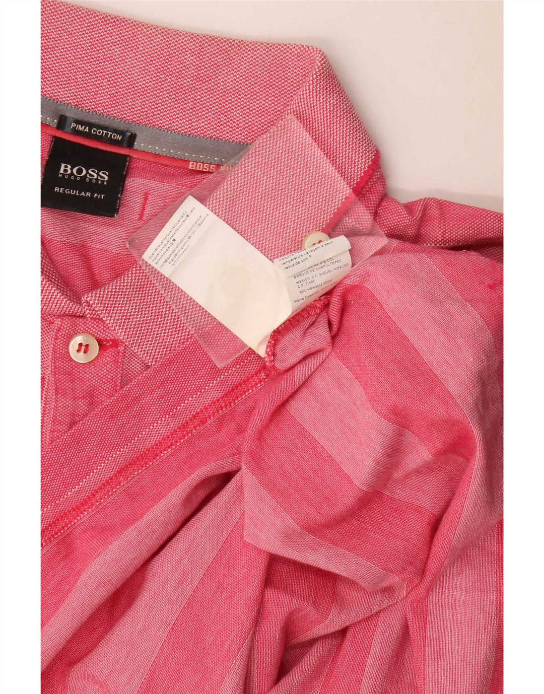 Hugo Boss Polo Regular Fit en coton rayé rose moyen