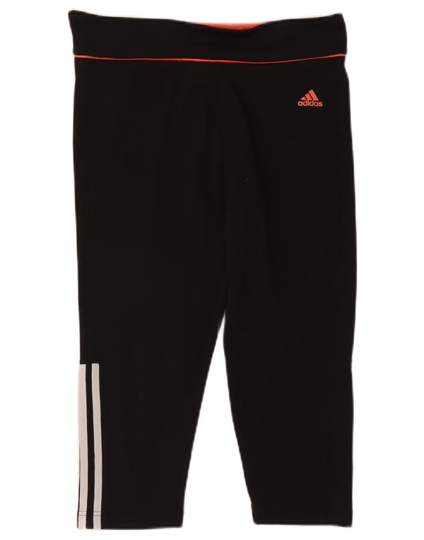Adidas Femmes Climalite Capri Leggings UK 12/14 Moyen Noir Polyester