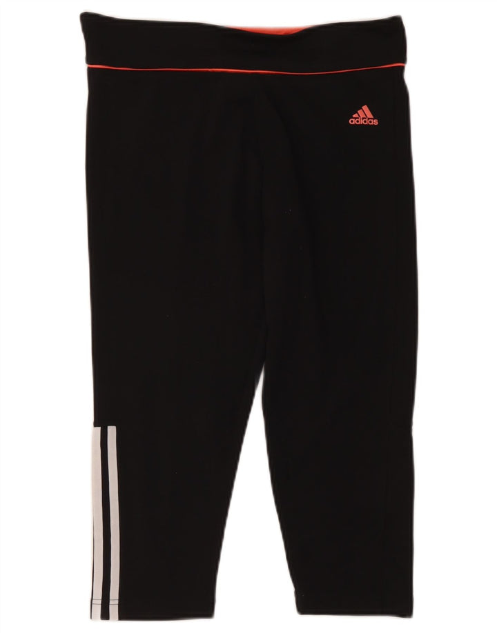 Adidas Femmes Climalite Capri Leggings UK 12/14 Moyen Noir Polyester