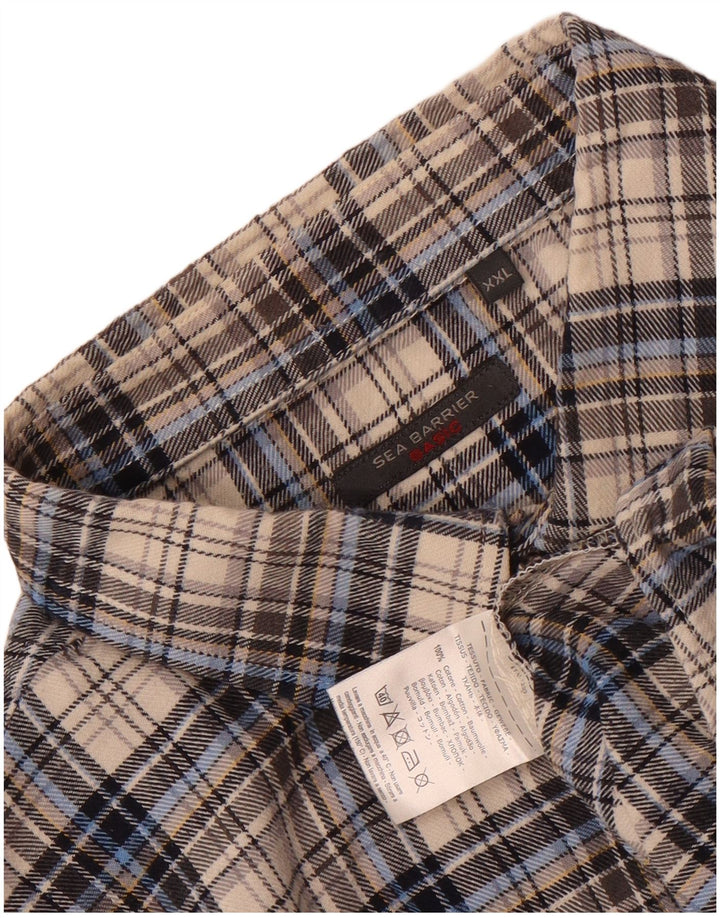 Sea Barrier Chemise en flanelle pour homme 2XL Gris à carreaux en coton