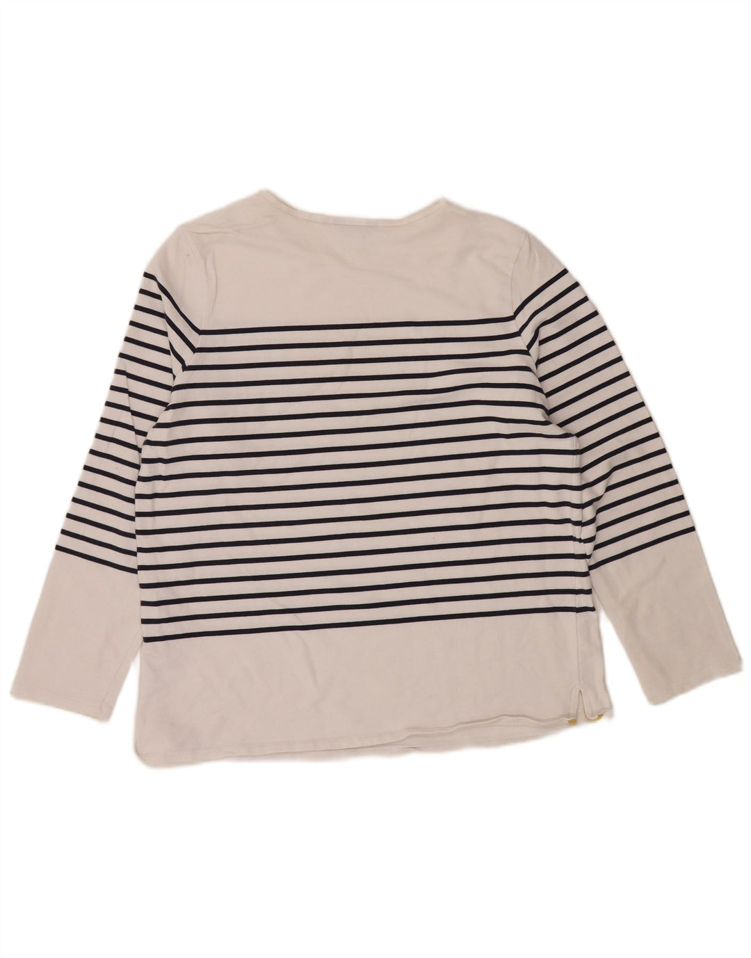 JOULES Top Femme Manches Longues UK 46 Grand Coton Rayé Blanc