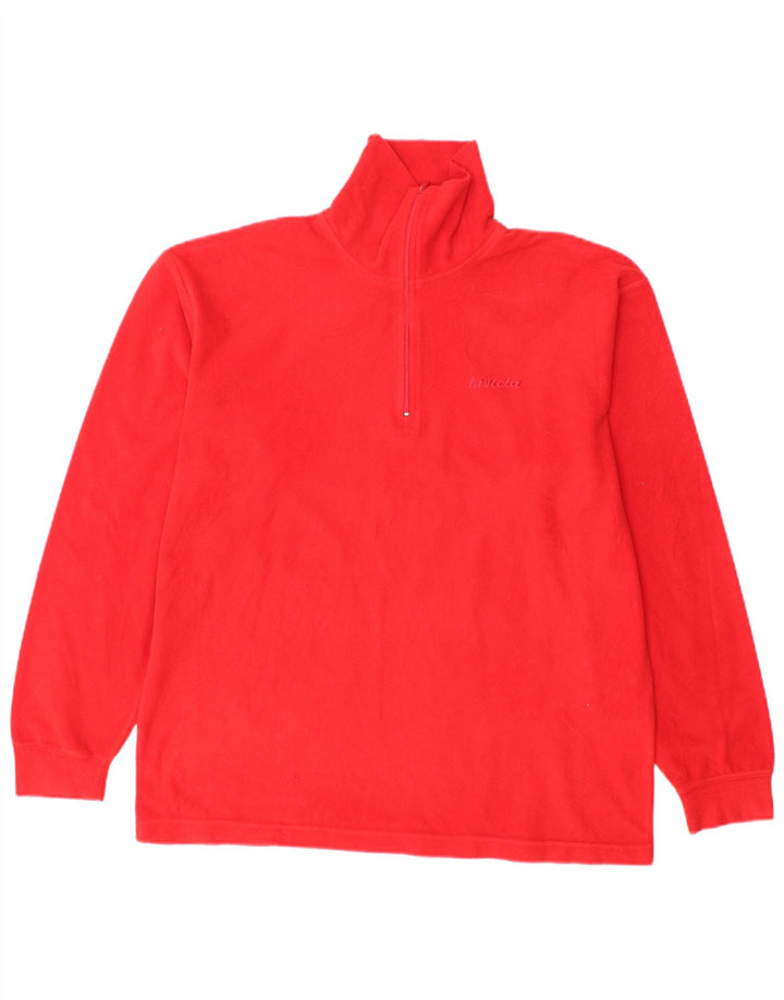 Invicta Pull polaire à col zippé pour homme Petit polyester rouge