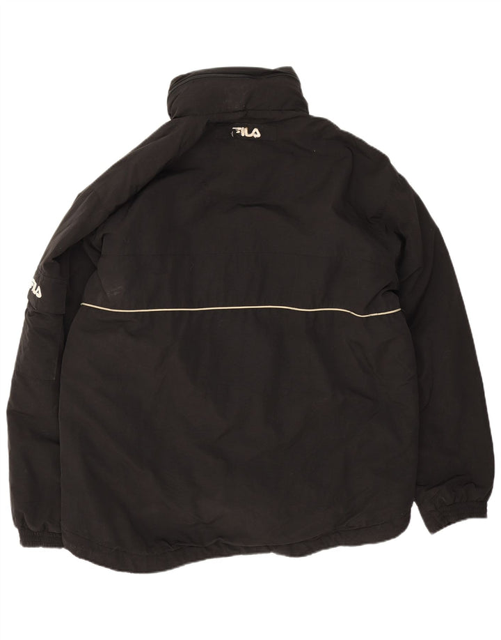 Fila Veste matelassée à capuche pour hommes UK 40 Large Noir Polyamide