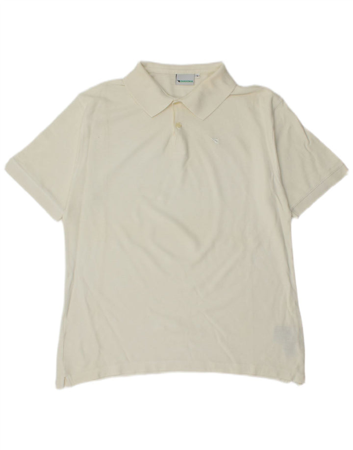 Diadora Polo Homme Large Blanc Cassé Coton