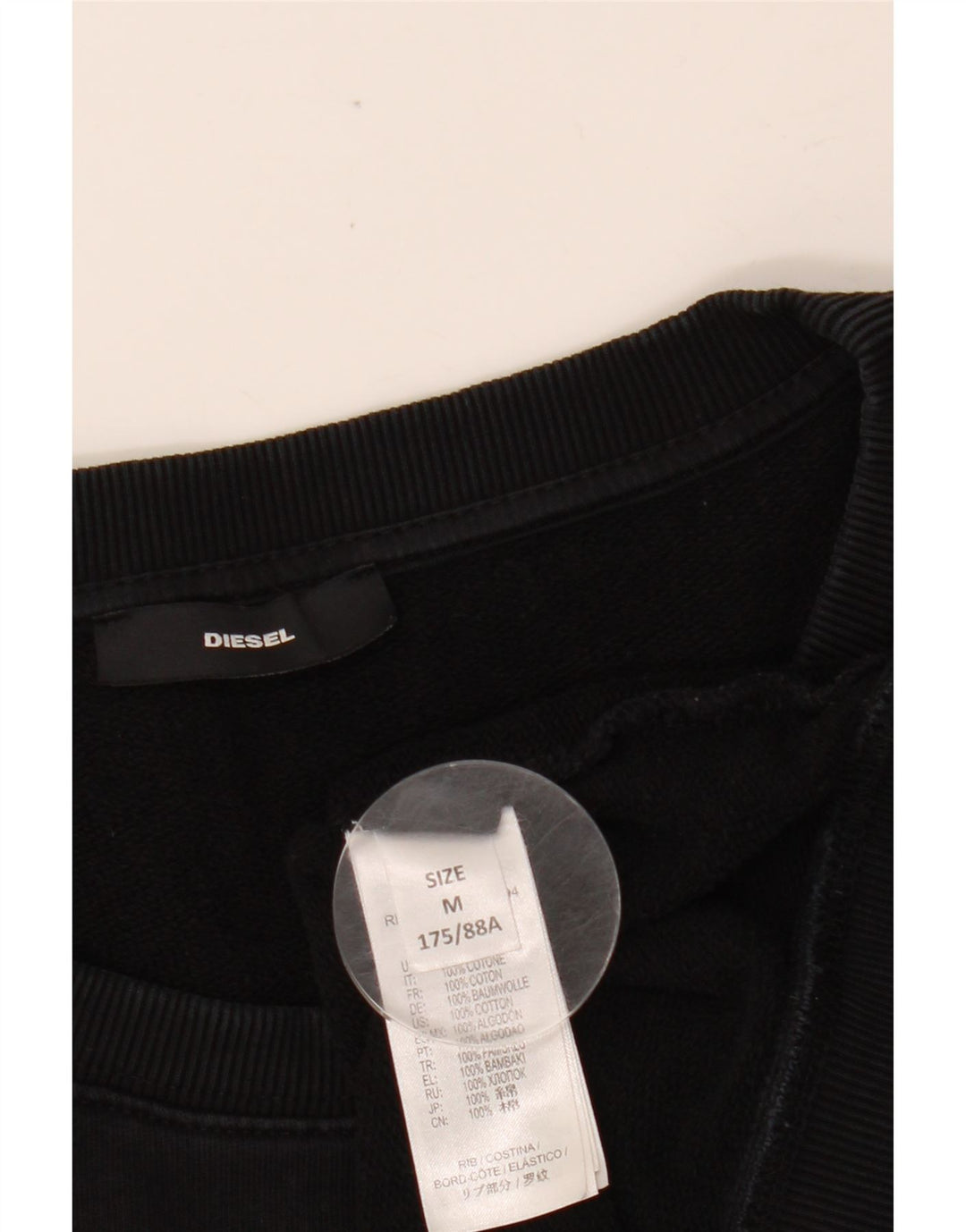 DIESEL Sweat-shirt graphique pour femme UK 14 en coton noir moyen