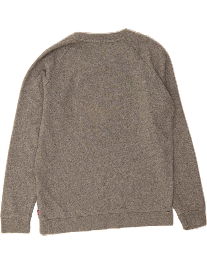 LEVI'S Womens Oversized Graphic Sweatshirt Jumper UK 6 XS Grey Cotton Vintage Levi's and Second-Hand Levi's from Messina Hembry 
