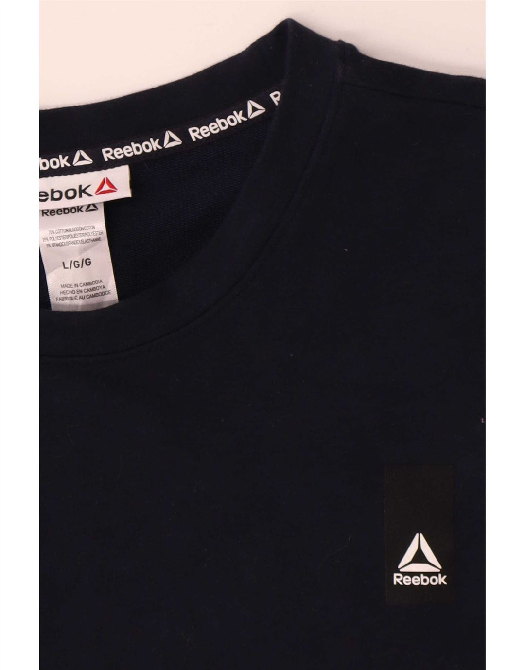 Reebok Sweat-shirt pour homme en coton bleu marine Taille L