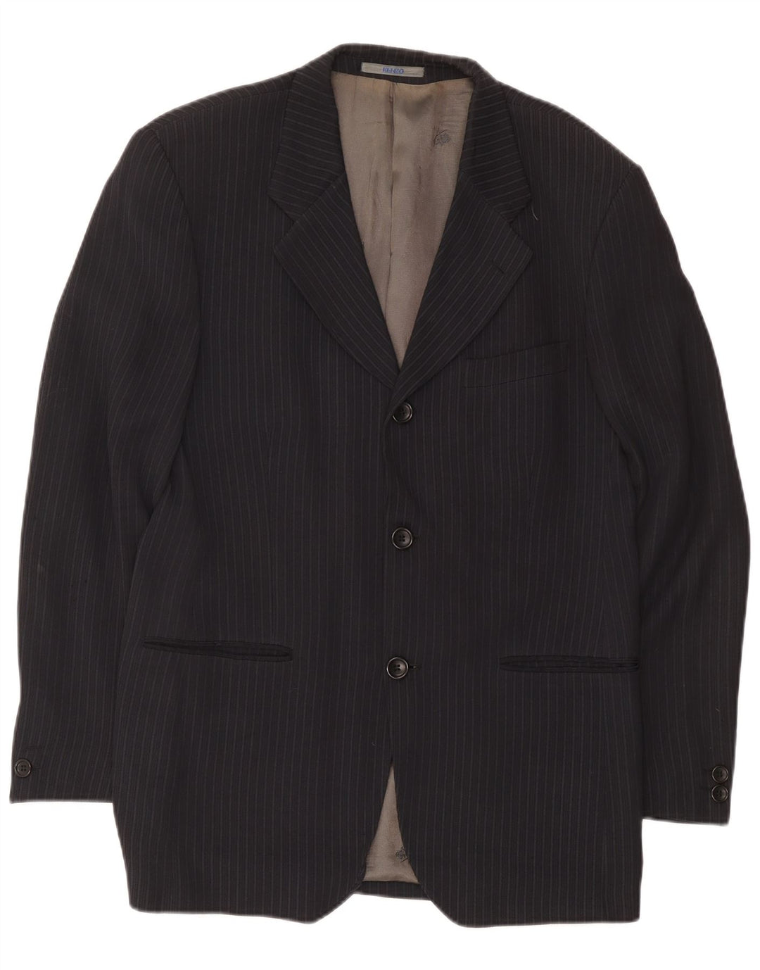 Kenzo Veste Blazer 3 Boutons Homme IT 50 Large Bleu Marine Rayé Acétate