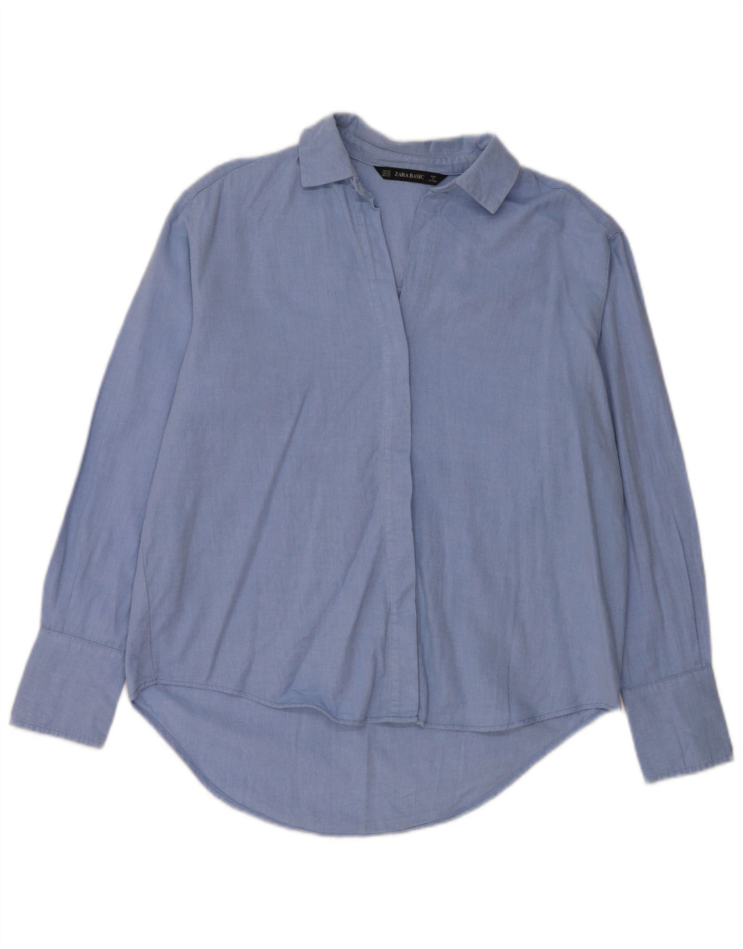 Zara Femme Chemise Oversize UK 6 XS Bleu Coton